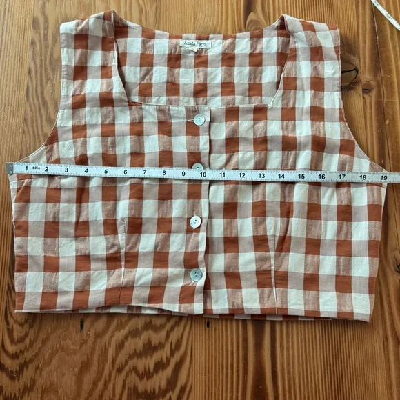 Aniela Parys Sonja Cropped Plaid Blouse Top - Picture 10 of 11